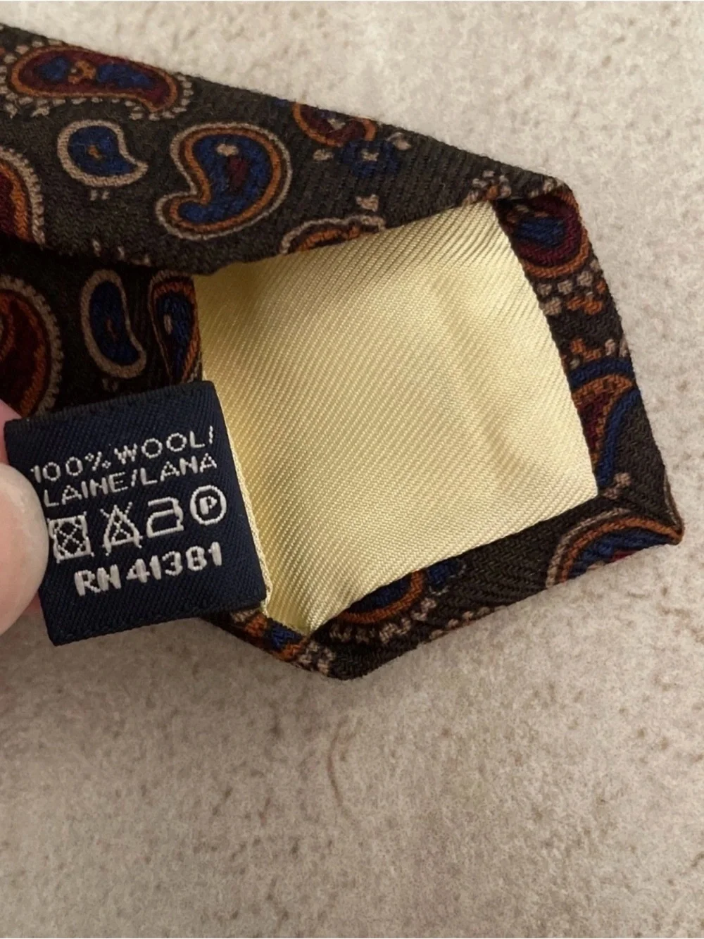 VTG Polo Ralph Lauren Men’s Wool Necktie Paisley Print Handmade Italy